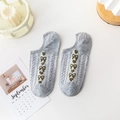 Calze invisibili in cotone grigio chiaro con motivi jacquard a fiocco e cuore oliva - Grigio (Fiocco)