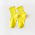 Vibrant yellow crew socks with classic ribbed cuffs and soft cotton texture - One Size / Bright Yellow