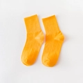 Vibrant orange cotton crew socks featuring a classic ribbed cuff and minimalist design - One Size / Light Orange