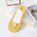 Bright yellow ice silk invisible sock featuring a black minimalist cartoon girl print - Yellow