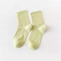 Solid lime green crew socks with high elastic ribbed cuffs in minimalist Japanese style - One Size / Candy Green
