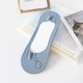 Light blue ice silk invisible boat socks with cute cartoon rabbit and star print - Blue