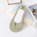 Light green ice silk invisible sock with minimalist cartoon print and silicone non-slip grip - Green