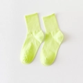 Vibrant fluorescent yellow cotton crew socks with ribbed cuffs in a minimalist style - One Size / Fluorescent Green