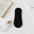 Minimalist black low-cut cotton invisible socks with non-slip silicone and ribbed elastic - Female Style / No Silicone / Black