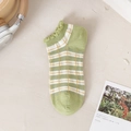 Calze corte a scacchi verde chiaro da donna con bordi decorativi a balze - Taglia unica / Plaid