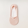 Pink ice silk no-show socks with comfort lettering on a textured off-white base - One Size / Pink