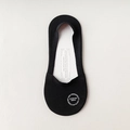 Black ice silk invisible liner sock with white circular logo and anti-slip cuff design - One Size / Black