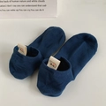 Navy blue low cut cotton socks with cute bear graphic heel tab for daily wear - Blue Polar Bear