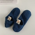 Dark blue low cut cotton socks with cute duck embroidered tag on the heel - Blue Duck