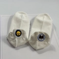 Socquettes blanches en coton avec broderies mignonnes d'ours et de chien - Taille unique / Blanc