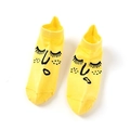 Funny bright yellow low-cut cotton socks featuring minimalist cartoon face expression - Yellow