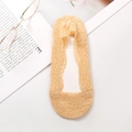 Apricot lace no-show socks with non-slip silicone and breathable floral mesh - One Size / Nude