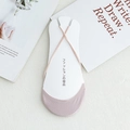 Beige invisible sling socks with breathable mesh toe and elastic cross straps - One Size / Pink