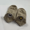 Chaussettes invisibles kaki en coton avec broderies d'animaux mignons ours et chien - Taille unique / Vert Gris