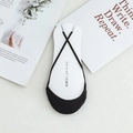 Invisible black liner socks with elastic cross straps and breathable mesh design - One Size / Black