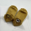 Mustard yellow cotton invisible socks with cute animal embroidery on the heel - One Size / Ginger Yellow