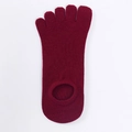 Calcetines invisibles de cinco dedos para mujer en color granate de punto fino - Burdeos