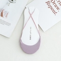 Lavender invisible boat socks with pink crossover straps and breathable mesh design - One Size / Purple