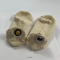 Pale yellow invisible low-cut socks with cute cartoon animal embroidery on heel - One Size / Beige