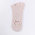 Beigefarbene Fünf-Finger-Füßlinge mit elastischem Bündchen und Strickmuster - Khaki