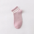 Calze corte rosa con strisce bianche in maglia fine per l'uso quotidiano in estate - Rosa con Polsino a Doppia Riga