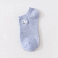 Calcetín tobillero azul claro de algodón con bordado de oveja blanca y puño elástico - 1 Par / Azul Claro