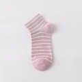 Calze corte a righe bianche e rosa in cotone per donna con polsini elastici - Righe Rosa Bianco