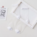 Sheer white mesh crew socks with solid white heel and toe for a minimalist summer style - White Pure Mesh