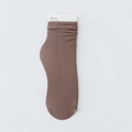 Braune Socken für Damen aus dünnem Samt-Rippstrick mit lockerem Bündchen - Altrosa