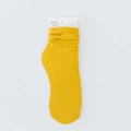 Mustard yellow velvet crew socks with vertical ribbed texture and elastic band - Turmeric