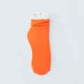 Vibrant orange ribbed knit crew socks with a stylish rolled cuff design for women - Bright Orange