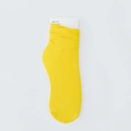 Vibrant yellow ribbed knit crew socks with breathable vertical texture in free size - Bright Yellow
