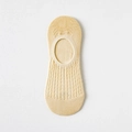 Beige invisible low cut cotton socks with breathable mesh pattern and solid heel for women - One Size / Khaki