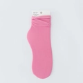 Pink velvet slouch socks with ribbed knit texture for women, size 22-25CM - Rose Red