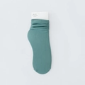 Japanese style teal blue loose velvet socks for women in soft vertical ribbed knit - Denim Blue