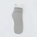 Single grey ribbed loose sock in velvet fabric with comfortable ruffled cuff design - Light Gray