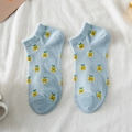 Calcetines invisibles azul claro para mujer con estampado de piñas amarillas - Azul Claro (Patrón de Piña)