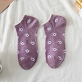 Calzini bassi viola da donna traspiranti con motivi floreali bianchi eleganti - Viola (Motivo a Fiori)