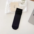 Classic ribbed black silk crew socks with a high-elastic texture and minimalist style - One Size / Black