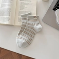 Calze a righe grigio chiaro in cotone con toppa cane cartone animato per donna - Taglia unica / Blu