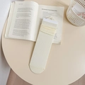 Elegant cream-colored ribbed knee-high socks with stylish ruched cuff design - Light Yellow