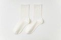 Weiße Damen-Baumwollsocken mit Rollsaum und antibakterieller Rippenstruktur - Einheitsgröße / Cremeweiß