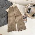 Scaldamuscoli pesanti in maglia marrone con motivo a rombi e volant per autunno inverno - Cachi