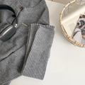 Schicke graue Beinstulpen aus Rippstrick und Cardigan-Set für einen modischen Winter - Einheitsgröße / Grau