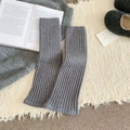 Gray ribbed knit leg warmers in a stylish autumn winter layered look for women - Light Gray
