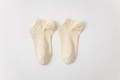 Breathable cream white low cut cotton ankle socks with elastic ribbed cuff for daily wear - Milk Tea