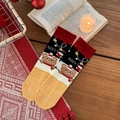 Christmas cotton mid-tube socks featuring cute brown bear design and colorful gift patterns - One Size / Christmas Bear