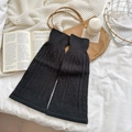 Schwarze Beinwärmer im Ballett-Stil für Damen mit Rippstrickmuster und Rautenstruktur - Einheitsgröße / Dunkelgrau