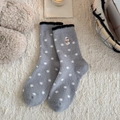 Dicke graue Wollsocken mit weißen Punkten und Schneemann-Stickerei für den Winter - Grau